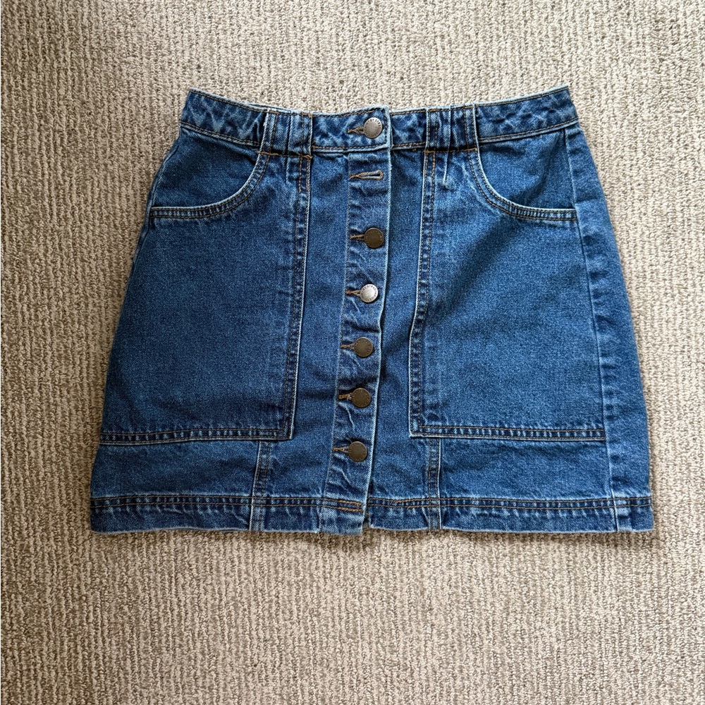 Stradivarius Blue Denim A-Line Skirt